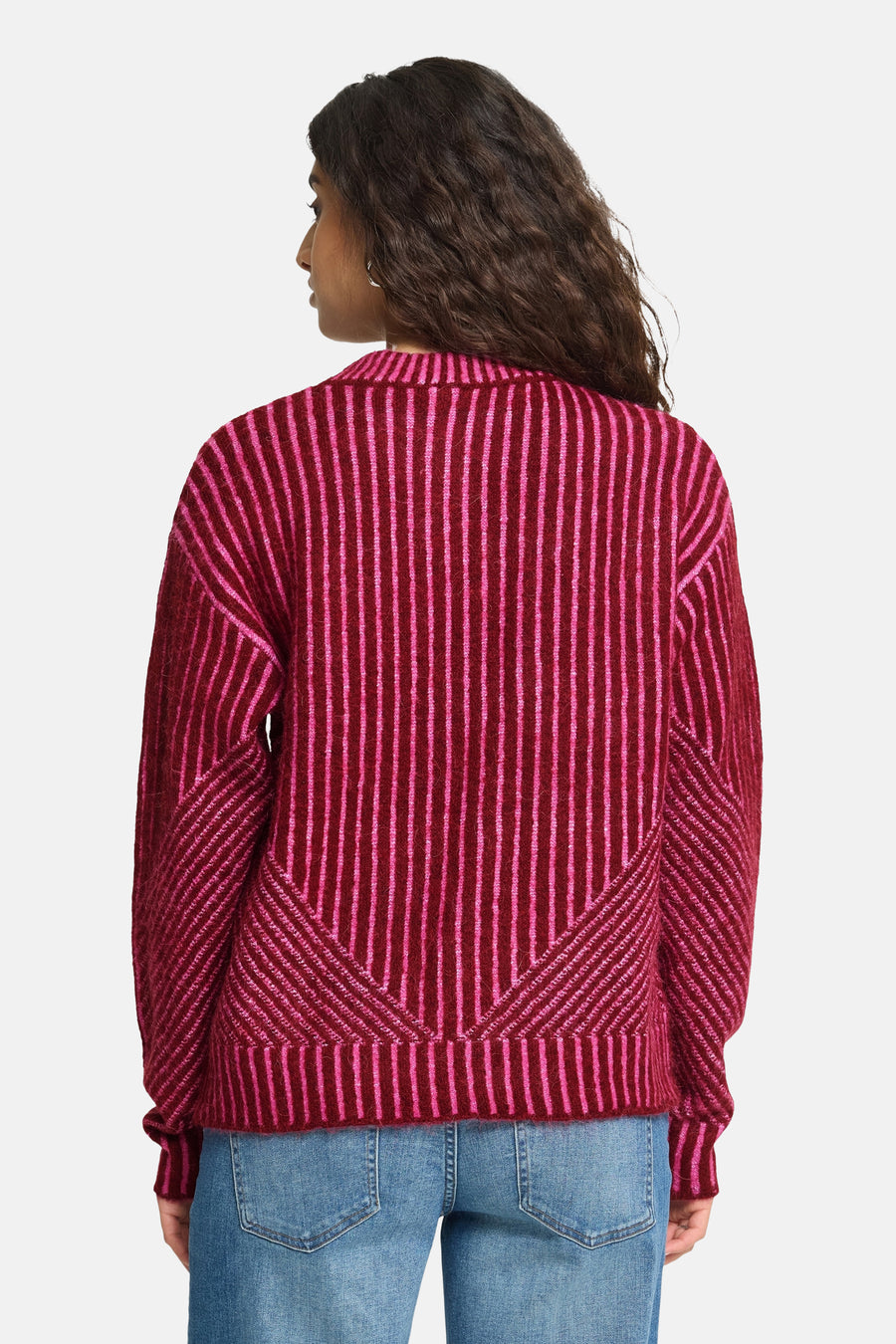 Pull O-hals - RHODODENDRON PINK STRIPE