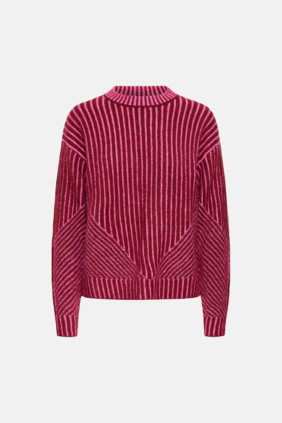 Pull O-hals - RHODODENDRON PINK STRIPE