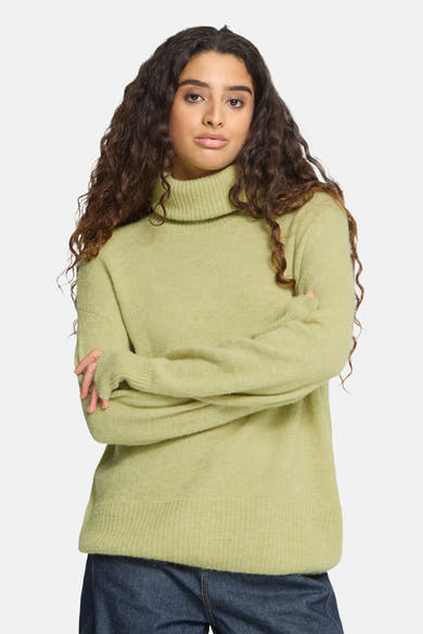 Pull à col roulant - vert