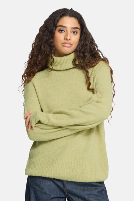 Pull à col roulant - vert