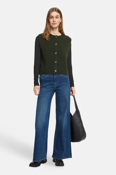 Dames tops pull zonder mouw kahki - ICHI