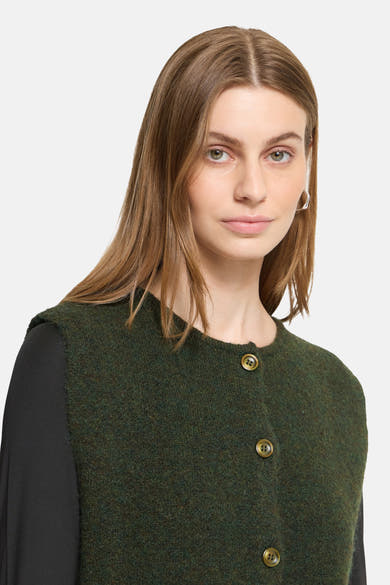 Dames tops pull zonder mouw kahki - ICHI