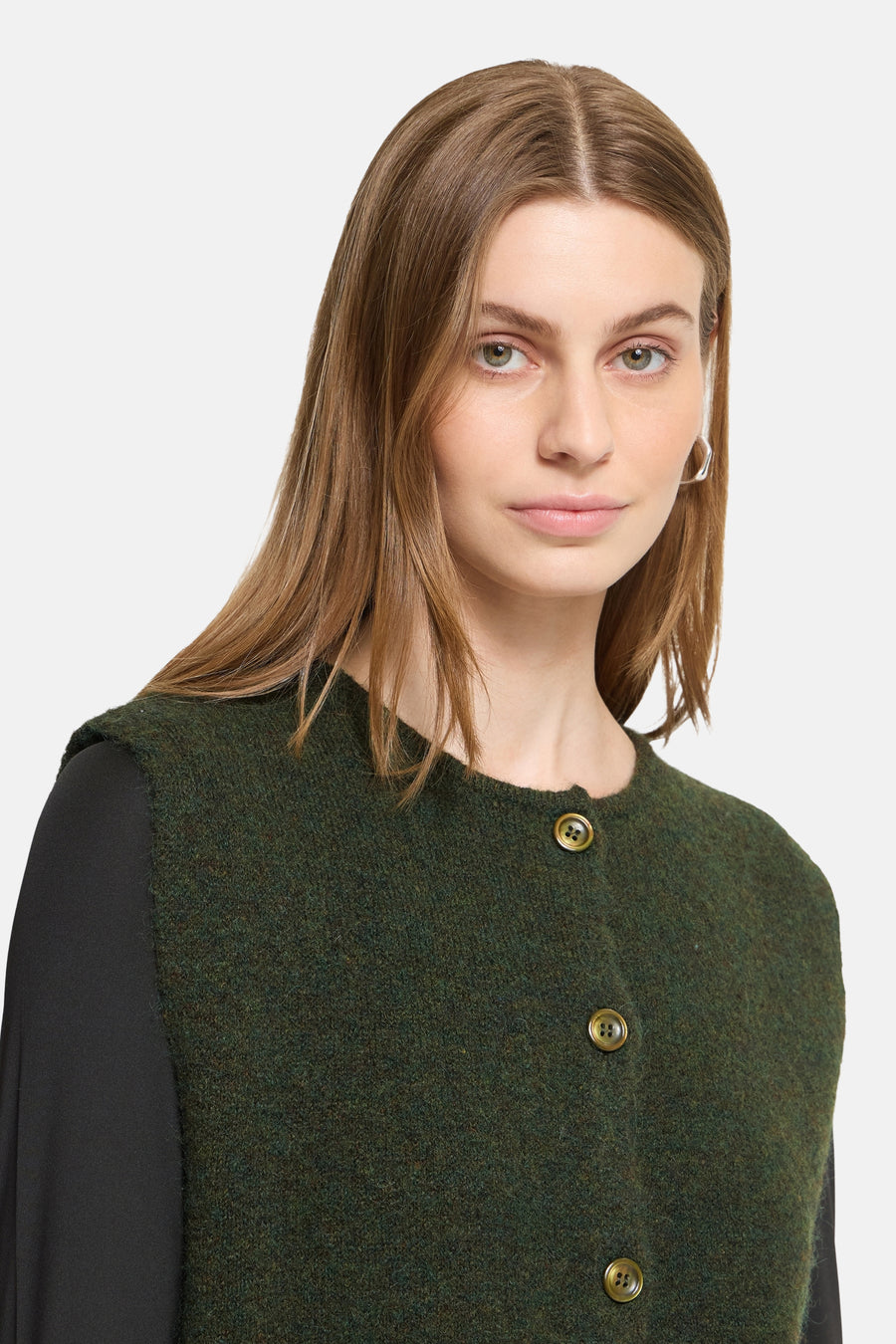 Dames tops pull zonder mouw kahki - ICHI