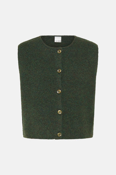 Dames tops pull zonder mouw kahki - ICHI
