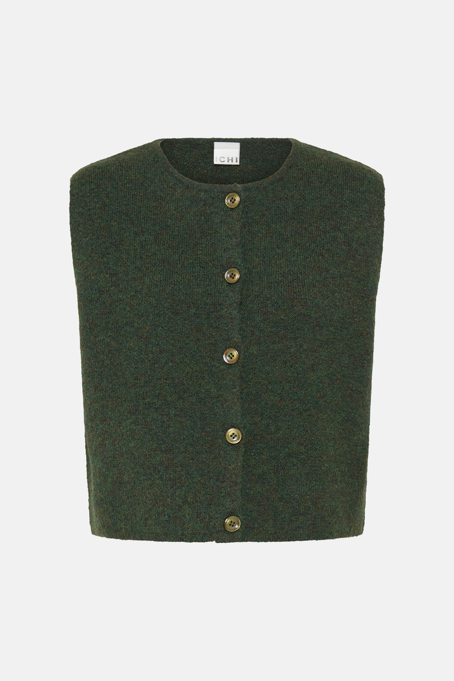 Dames tops pull zonder mouw kahki - ICHI