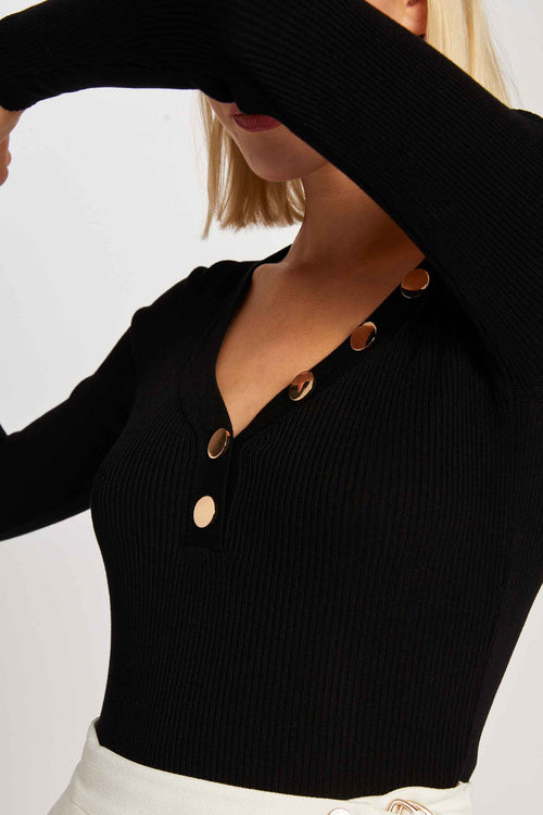 Pull col V Noir - Morgan de Toi