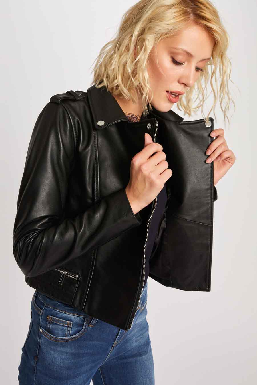 Faux leder jas Zwart - Morgan de Toi