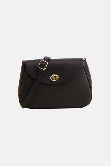 Sac à bandoulière noir de Access®, avec une bandoulière réglable et une fermeture tourniquet dorée.