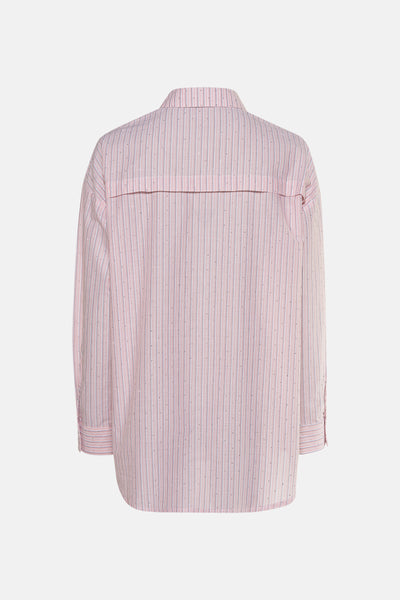 Chemise rose à rayures verticales by FREEQUENT avec empiècement au dos et manches longues.