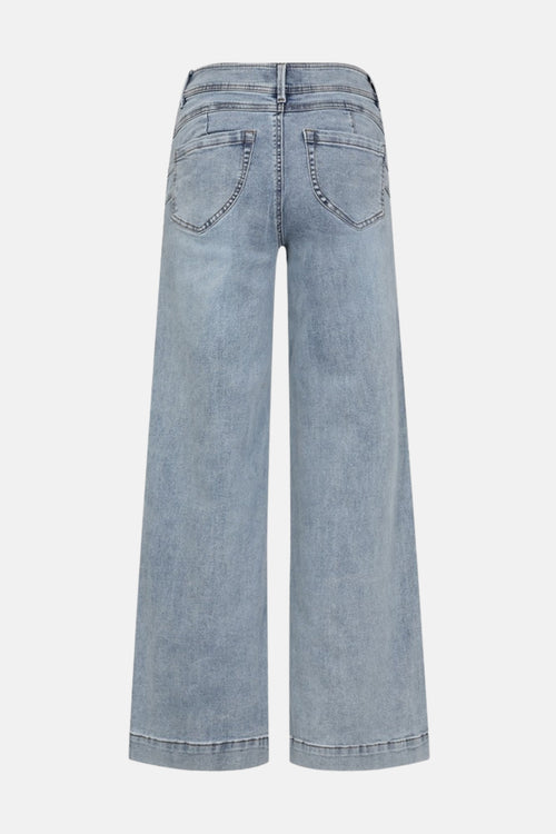 Jean large en denim bleu clair de FREEQUENT, vue arrière.