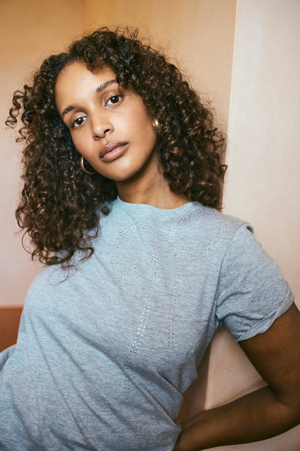 Top uni manches courtes Gris - FREEQUENT