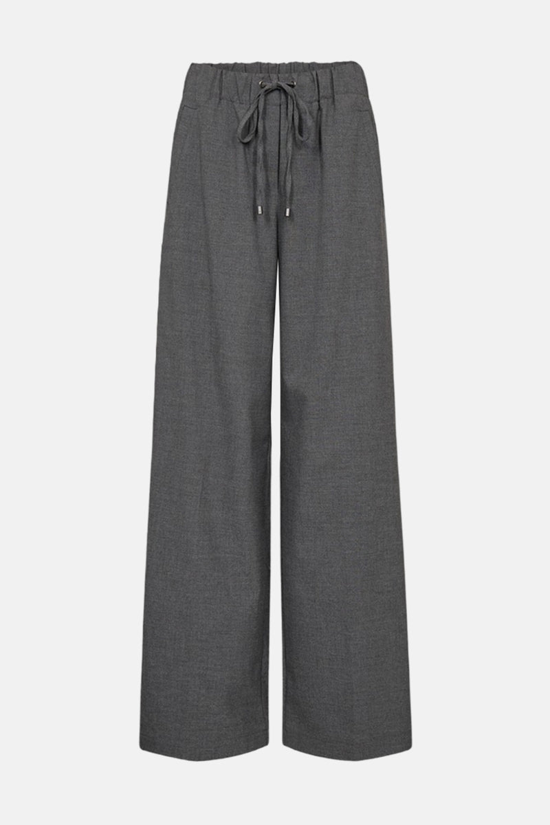 Grijze kleurrijke broek van FREEQUENT, met trekkoord in de taille.