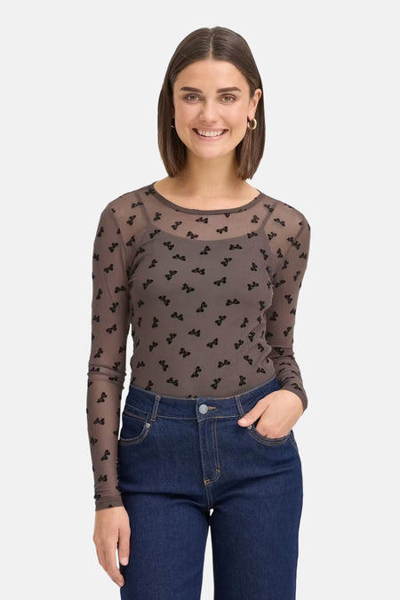 Blouse (lange mouwen) bruin - Fransa®