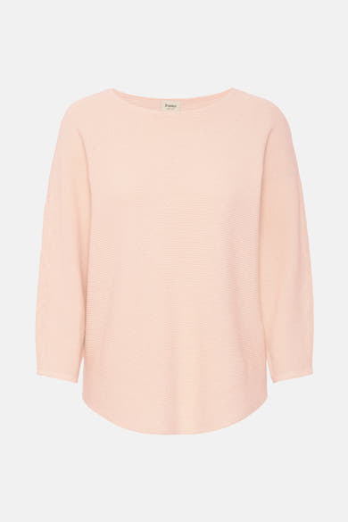 Pull rose à col rond de Fransa, en tricot côtelé fin avec une coupe décontractée.