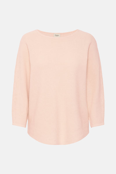 Pull rose à col rond de Fransa, en tricot côtelé fin avec une coupe décontractée.