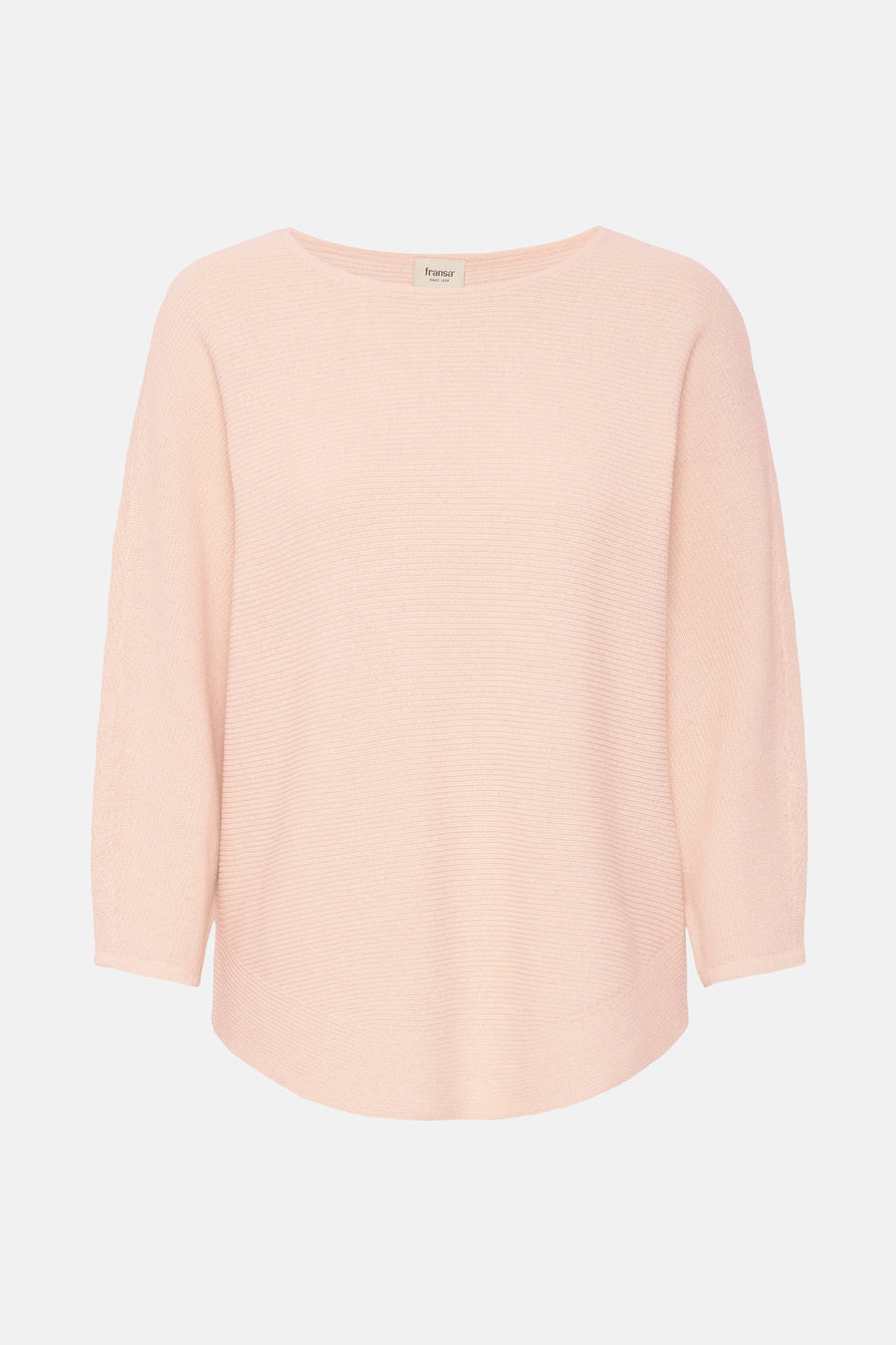 Pull rose à col rond de Fransa, en tricot côtelé fin avec une coupe décontractée.
