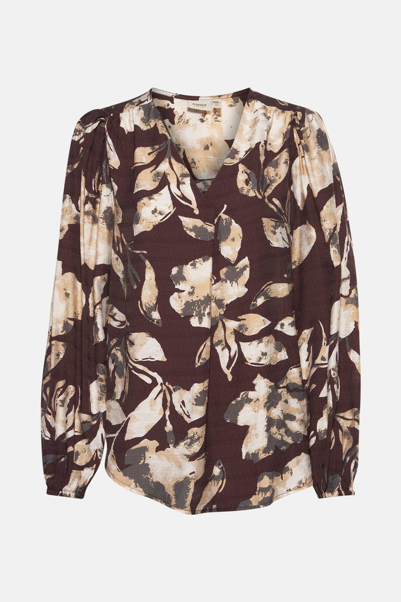 Multikleuren blouse met lange mouwen van Fransa, met bloemenprint en pofmouwen.