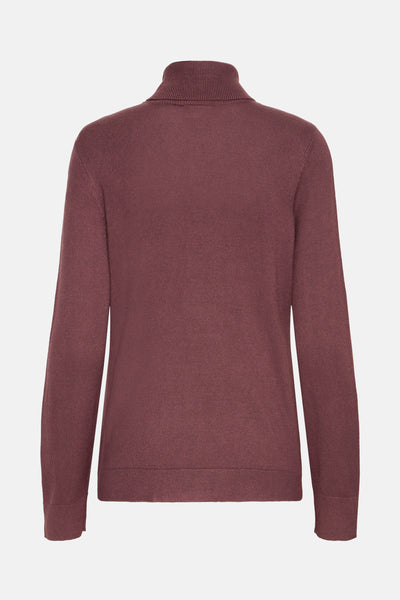 Pull à col roulé rouge de Fransa, en maille fine, avec col montant et manches longues.