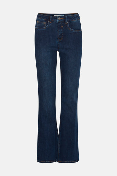 Jean bootcut en denim bleu foncé de Fransa, coupe évasée classique.
