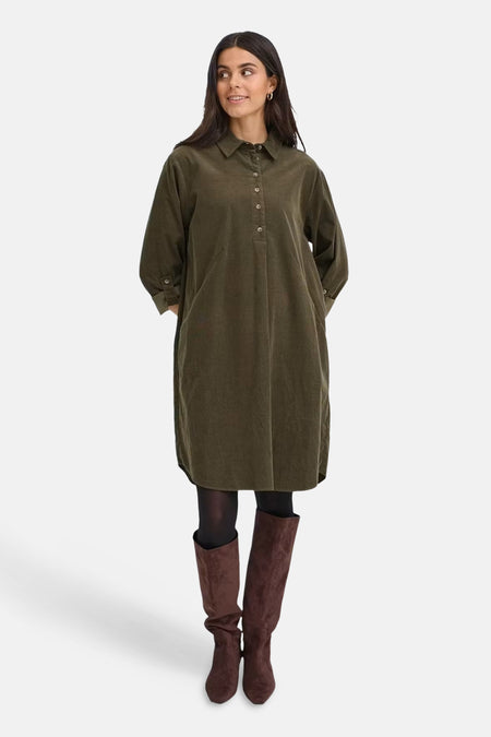 Kleedje met lange mouwen - khaki