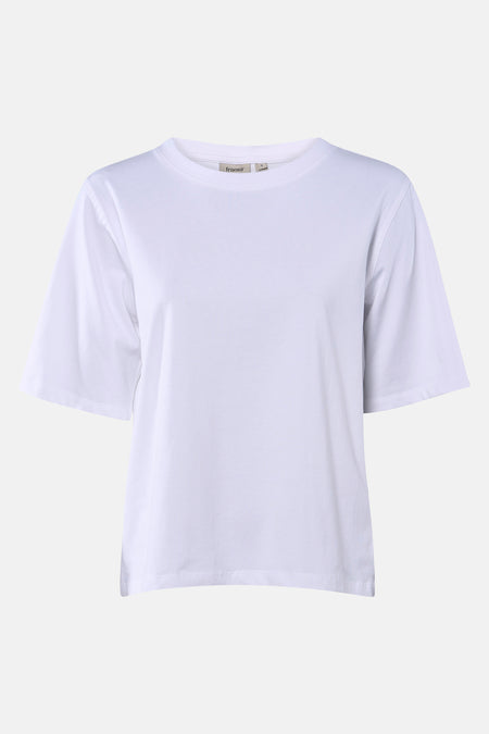 T-shirt blanc à manches courtes de Fransa, uni et décontracté.