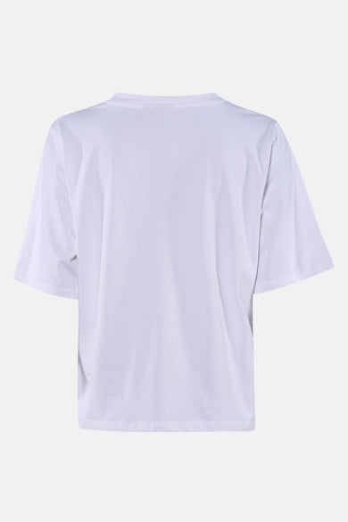 T-shirt blanc à manches courtes de Fransa, uni et décontracté, vue de dos.
