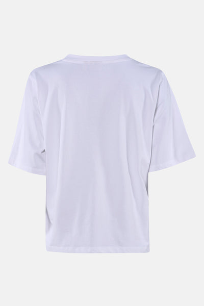 T-shirt blanc à manches courtes de Fransa, uni et décontracté, vue de dos.
