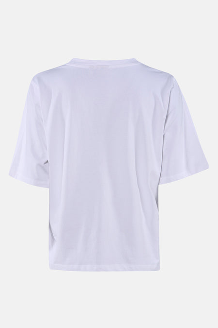 T-shirt blanc à manches courtes de Fransa, uni et décontracté, vue de dos.
