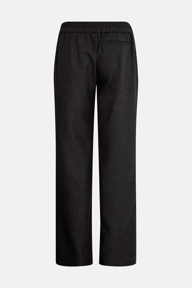 Pantalon noir coupe droite de Fransa, avec taille élastiquée et une poche arrière passepoilée.