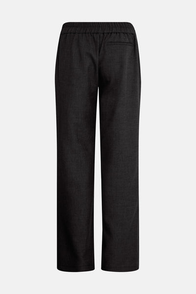 Pantalon noir coupe droite de Fransa, avec taille élastiquée et une poche arrière passepoilée.