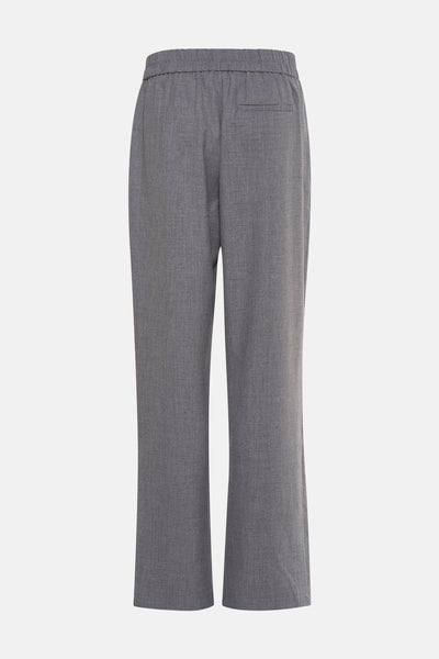 Grijze broek uit Frankrijk, rechte pasvorm en elastische tailleband met discrete achterzak.