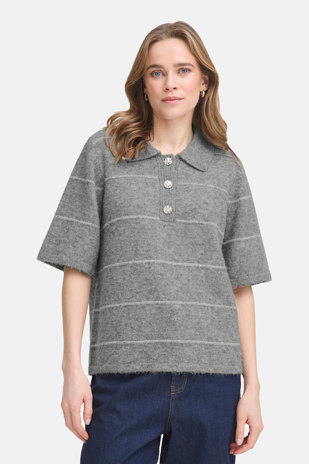 Pull à col en V - gris