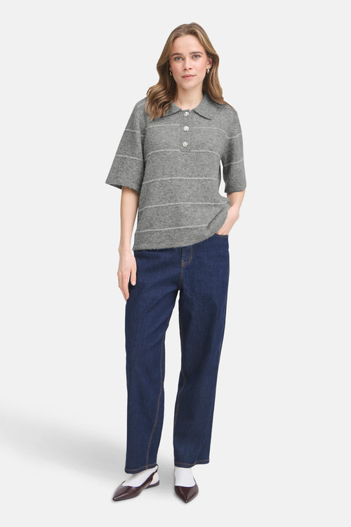 Pull met V-hals - grijs