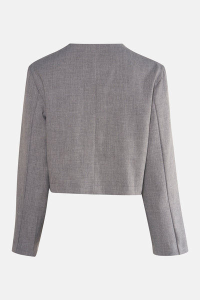 Veste courte grise de Fransa, présentant une texture discrète et une coupe structurée vue de dos.
