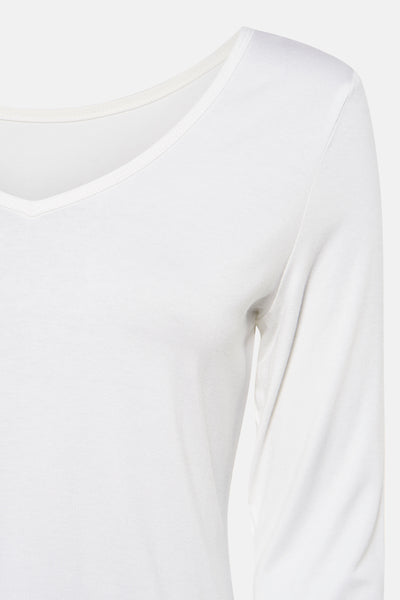 T-shirt à manches longues blanc de Fransa, uni et près du corps.