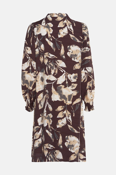Robe à manches longues multicolore de Fransa, avec un motif floral sur un tissu texturé.
