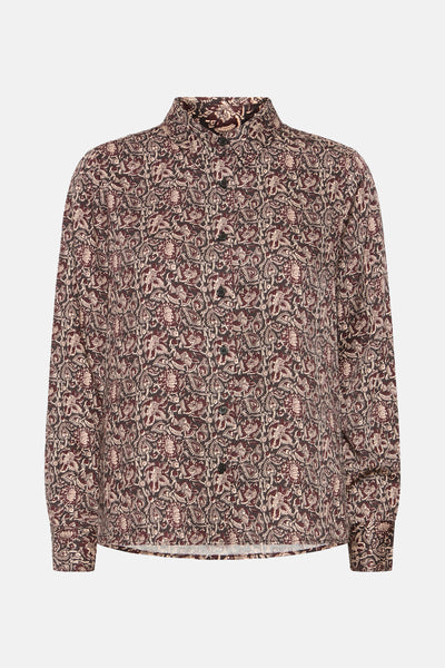 Multikleuren overhemd met lange mouwen van Fransa, met paisley-patroon en donkere knopen.