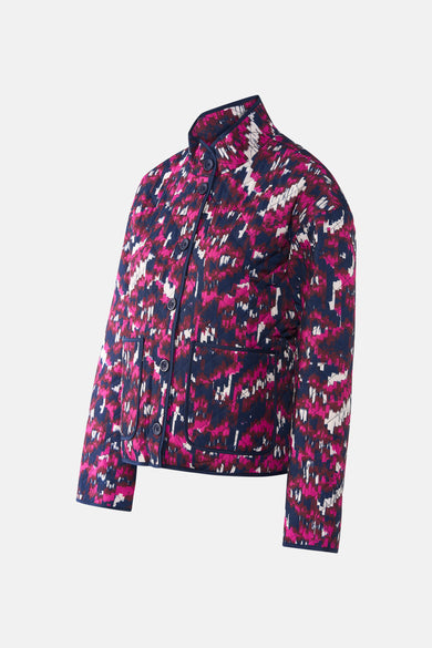 Veste courte multicolore de Fransa, à motif géométrique, fermeture boutonnée et poches plaquées.