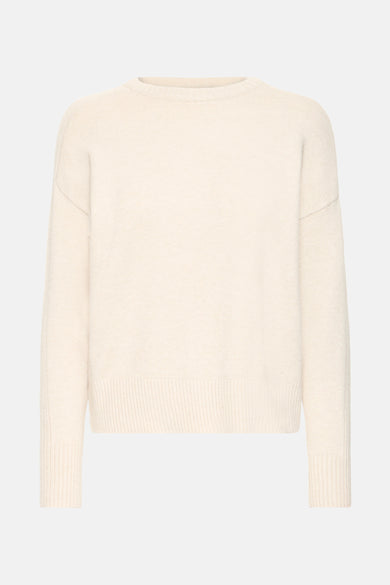 Beige ronde hals trui van Fransa®, met geribde gebreide manchetten en zoom.