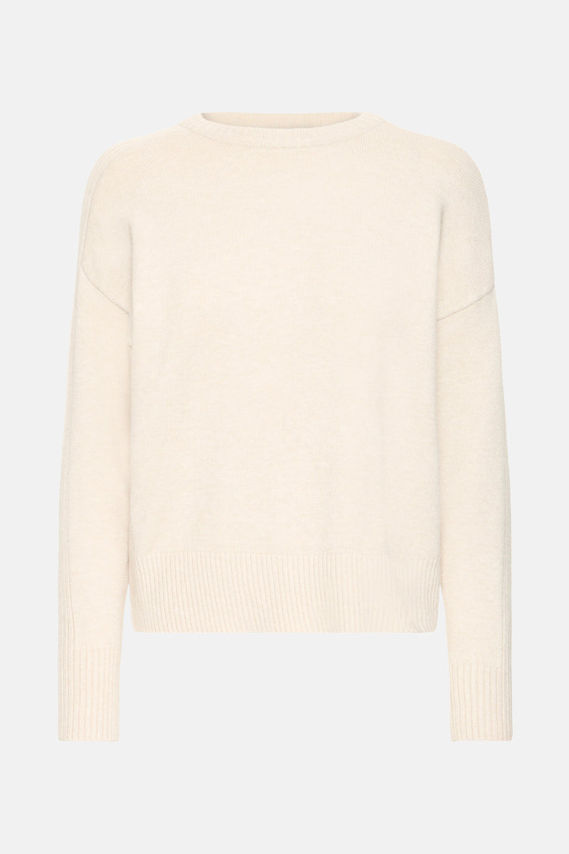 Beige ronde hals trui van Fransa®, met geribde gebreide manchetten en zoom.