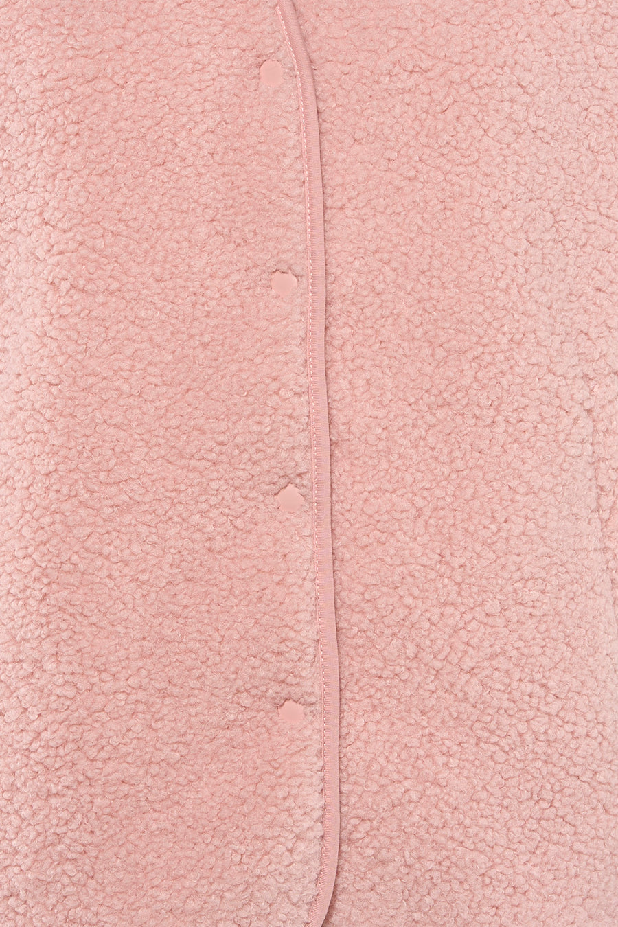 Gilet rose en imitation peau de mouton de Fransa, avec fermeture à boutons-pression ton sur ton.