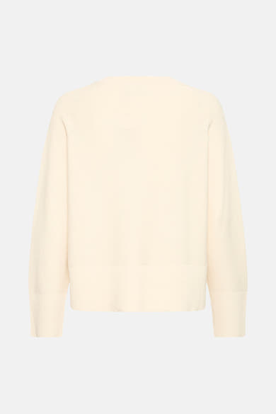 Cardigan beige de Fransa, en maille fine, avec une coupe classique et des manches longues.