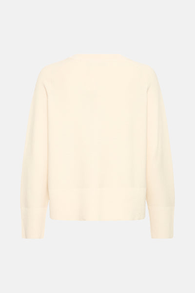 Cardigan beige de Fransa, en maille fine, avec une coupe classique et des manches longues.