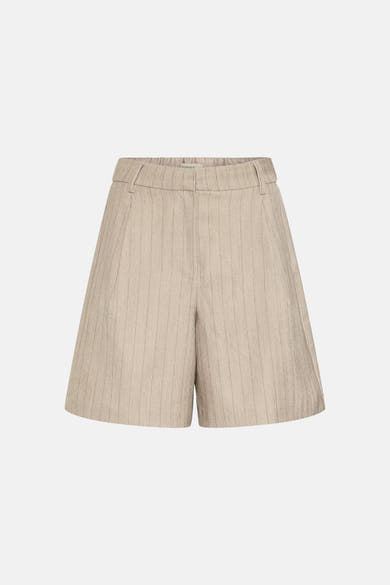 Short marron à rayures verticales par Fransa, coupe décontractée et tissu texturé.