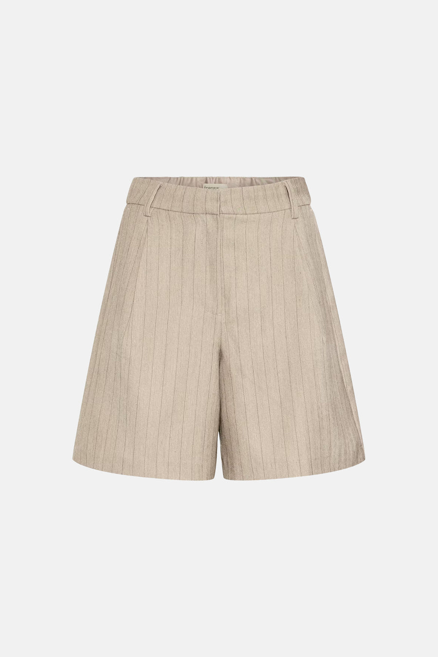Short marron à rayures verticales par Fransa, coupe décontractée et tissu texturé.