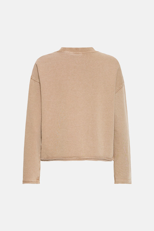 Sweat col rond brun de Fransa, en coton, avec une texture douce et un ourlet court.