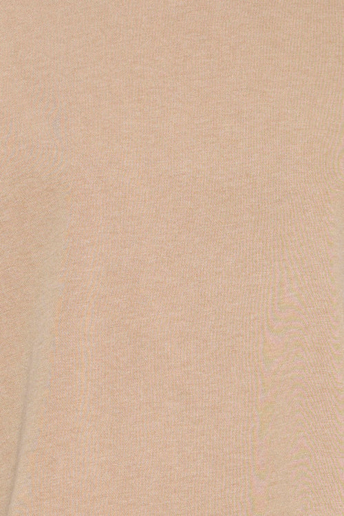 Sweat-shirt brun de Fransa, en tissu texturé fin, présentant des plis souples sur le côté gauche.