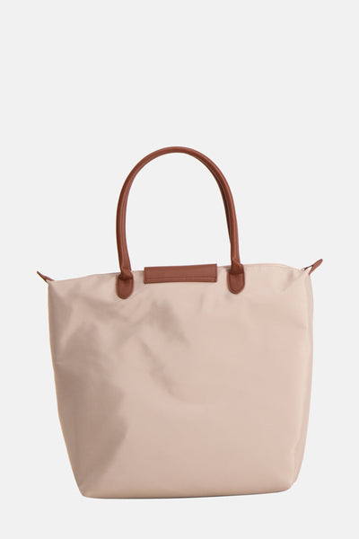 Sac à bandoulière beige de Fransa, avec anses marron en similicuir.