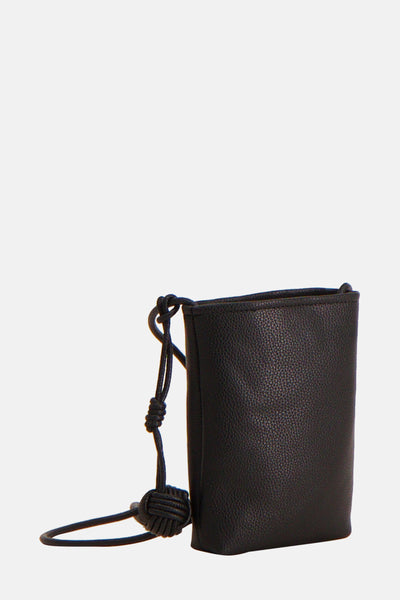 Sac noir de Fransa, avec cordon décoratif noué en détail.
