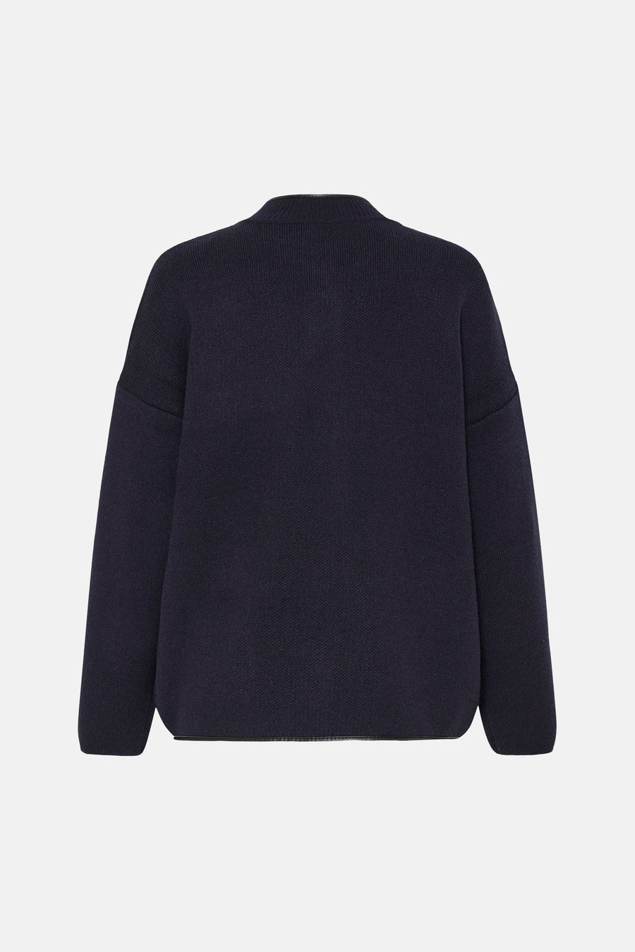 Gilet bleu en tricot épais de Fransa®, vue arrière, coupe ample, finition col ras du cou